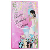 誕生日またはバチェロレッテの花型女性歌手のプリンセスの女の子 スモールペーパーバッグ (裏面)