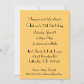 誕生日またはバチェロレッテの花型女性歌手のプリンセスの女の子 招待状 (裏面)