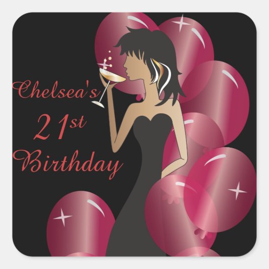 誕生日またはバチェロレッテディーバプリンセスガール スクエアシール (正面)