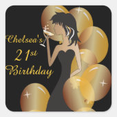 誕生日またはバチェロレッテディーバプリンセスガール スクエアシール (正面)