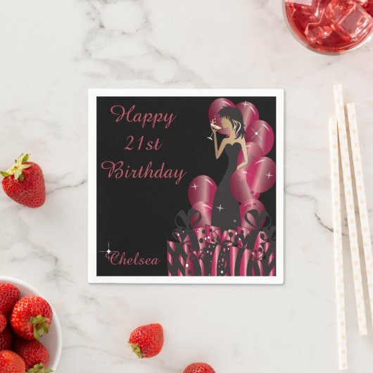 誕生日またはバチェロレッテディーバプリンセスガール スタンダードカクテルナプキン (インサイチュ)