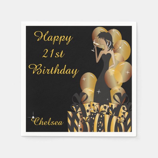 誕生日またはバチェロレッテディーバプリンセスガール スタンダードカクテルナプキン (正面)