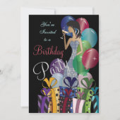 誕生日またはバチェロレッテディーバプリンセスガール 招待状 (正面)