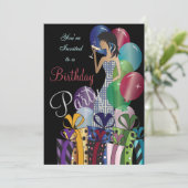 誕生日またはバチェロレッテディーバプリンセスガール 招待状 (スタンド正面)