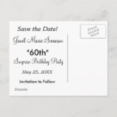 誕生日またはバチェロレッテディーバプリンセスガール 案内ポストカード (裏面)