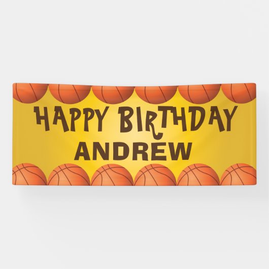 誕生日または任意の大事な行事のバスケットボールバナー 横断幕 (横)