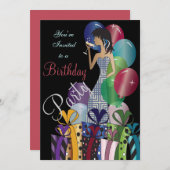 誕生日または独身パーティーのカクテル・ディーバ・ガール 招待状 (正面/裏面)