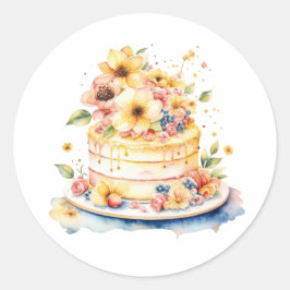 誕生日または結婚のベイクウォーターのカラーイラストレーション ラウンドシール