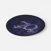 誕生日または記念日 |編集可能グランジ紫 ペーパープレート (アングル)