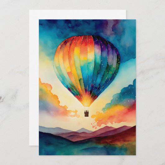 誕生日やる気を起こさせるまたはホリデーカード – 水色 招待状 (正面/裏面)