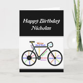 誕生日やる気を起こさせる自転車名前をカスタムする カード (正面)