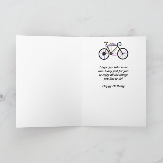 誕生日やる気を起こさせる自転車名前をカスタムする カード (内部)