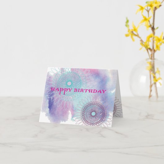 誕生日らせん状 カード (黄色い花)