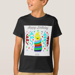 誕生日ろうそくの挨拶 男の子 ブラックTシャツ Tシャツ