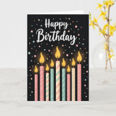 誕生日ろうそくの炎が輝くカード カード (黄色い花)