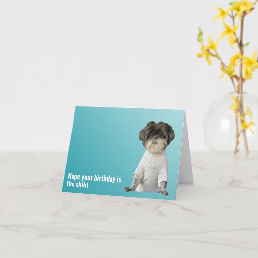 誕生日わんこカード カード (黄色い花)