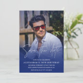 誕生日を保存するパーティー写真赤面ピンク 招待状 (スタンド正面)