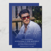 誕生日を保存するパーティー写真赤面ピンク 招待状 (正面/裏面)