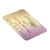 誕生日を保存するピンクと金ゴールドかぼちゃ マグネット (右側)