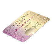 誕生日を保存するピンクと金ゴールドかぼちゃ マグネット (左側)