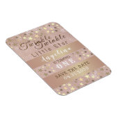 誕生日を保存するピンクと金ゴールド星 マグネット (右側)