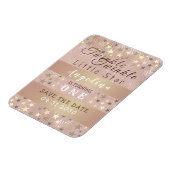 誕生日を保存するピンクと金ゴールド星 マグネット (左側)