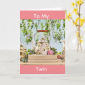 誕生日を共有する双子素晴らし カード (黄色い花)