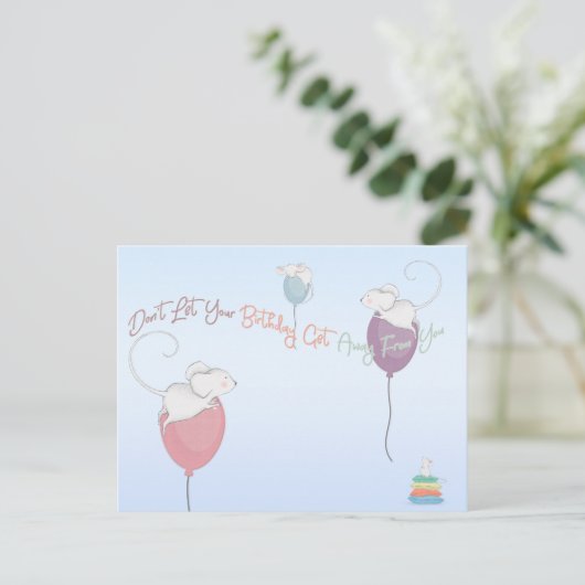 誕生日を出遠くにさないネズミ ポストカード (スタンド正面)