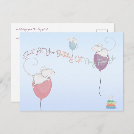 誕生日を出遠くにさないネズミ ポストカード (正面/裏面)