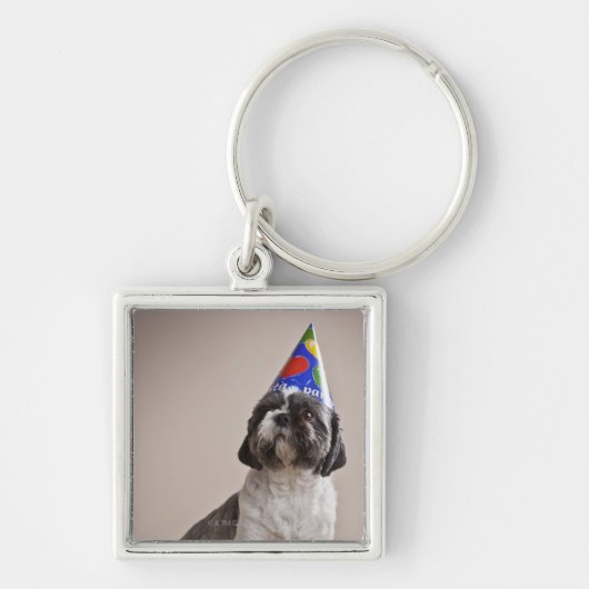 誕生日を持っている犬 キーホルダー (正面)