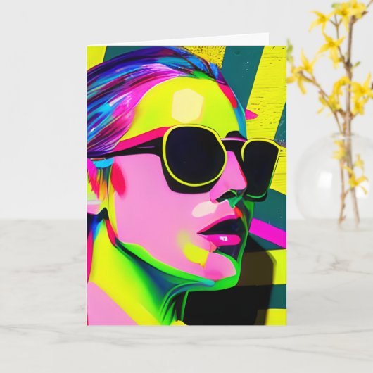 誕生日を持カラフルつ |抽象芸術アート カード (黄色い花)