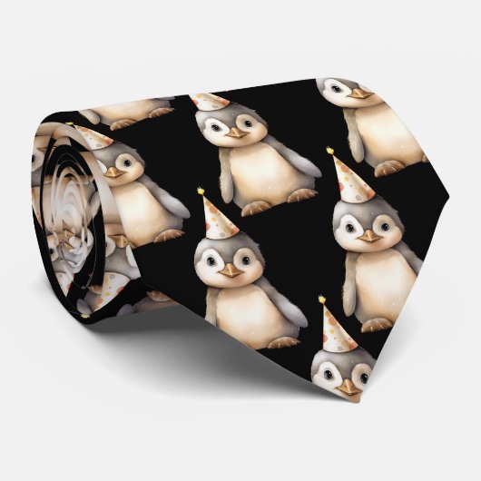 誕生日を祝うペンギンのネクタイ ネクタイ (ロール)