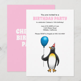 誕生日を祝うペンギン 招待状
