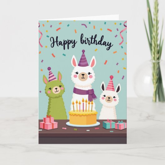 誕生日を祝う動物の友達カード カード (正面)