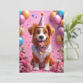 誕生日を祝う幸せな犬 招待状 (スタンド正面)