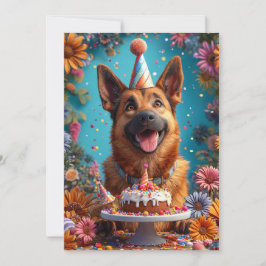 誕生日を祝う幸せな犬 招待状