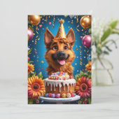 誕生日を祝う幸せな犬 招待状 (スタンド正面)