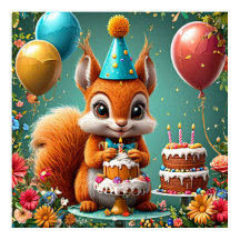 誕生日を祝う愛らしいリス