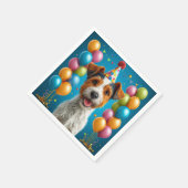 誕生日を祝う愛らしい子犬 スタンダードカクテルナプキン (角)