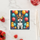 誕生日を祝う愛らしい子犬 スタンダードカクテルナプキン (インサイチュ)