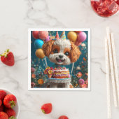 誕生日を祝う愛らしい子犬 スタンダードカクテルナプキン (インサイチュ)