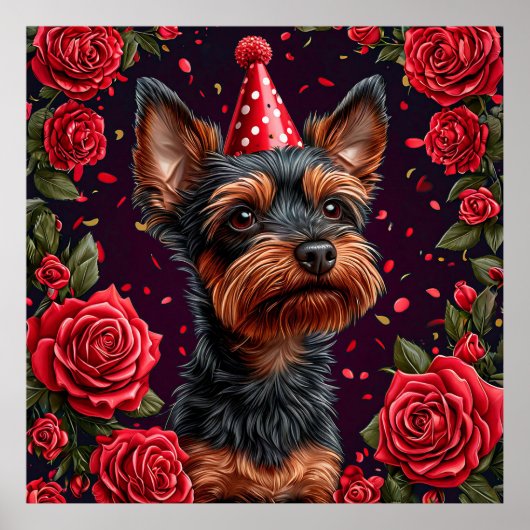 誕生日を祝う愛らしい子犬 ポスター (正面)