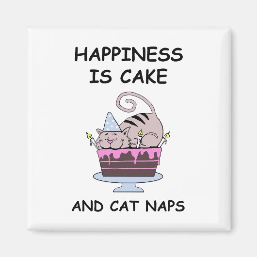 誕生日を祝う猫 マグネット (正面)