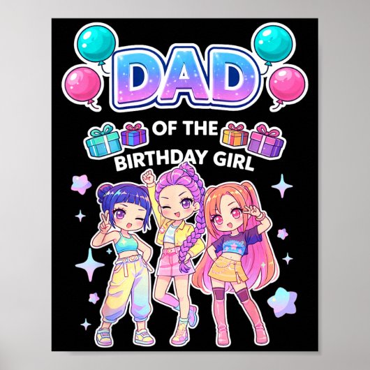 誕生日を迎えたお姫様のパパ 可愛いちびキャラ K-POP 楽しい ポスター (正面)