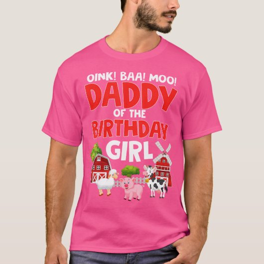 誕生日を迎えたお姫様のパパ 農場の動物 トラクター Tシャツ (正面)