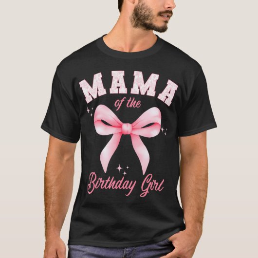 誕生日を迎えたお姫様のママのためのピンクの花柄トワル Tシャツ (正面)