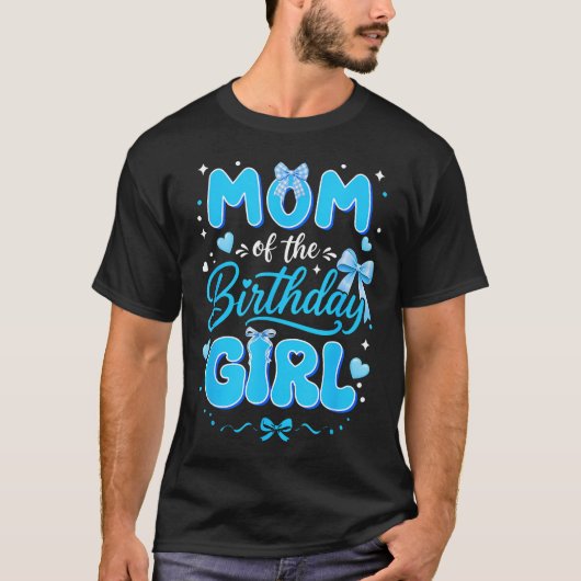 誕生日を迎えたお嬢様のママ コケット ブルー リボン Tシャツ (正面)