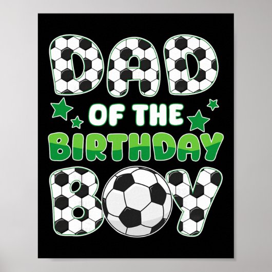 誕生日を迎えたサッカー少年のお父さんと家族おそろいBda ポスター (正面)