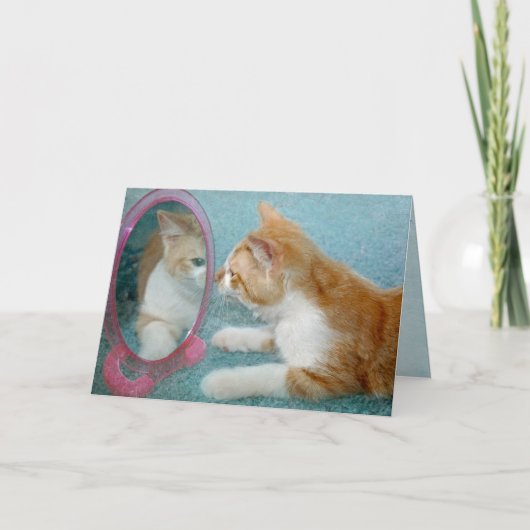 誕生日を迎えたトラ猫の老化ジョーク カード (正面)