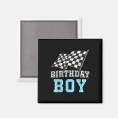 誕生日を迎えたレーシングカーレースカーの運転手 誕生日おめでとう少年C マグネット (正面/裏面)